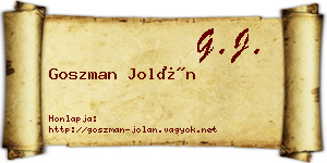 Goszman Jolán névjegykártya